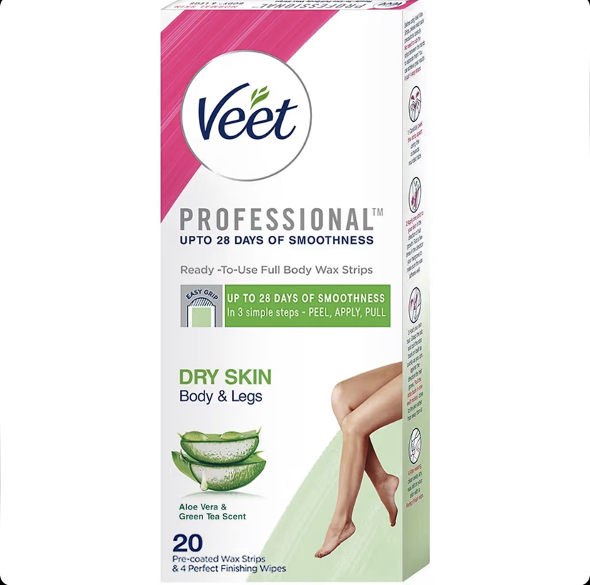 چسب موبر ویت آلوئه ورا و عصاره نیلوفر آبی  Veet مناسب پوست خشک بسته 20 عددی