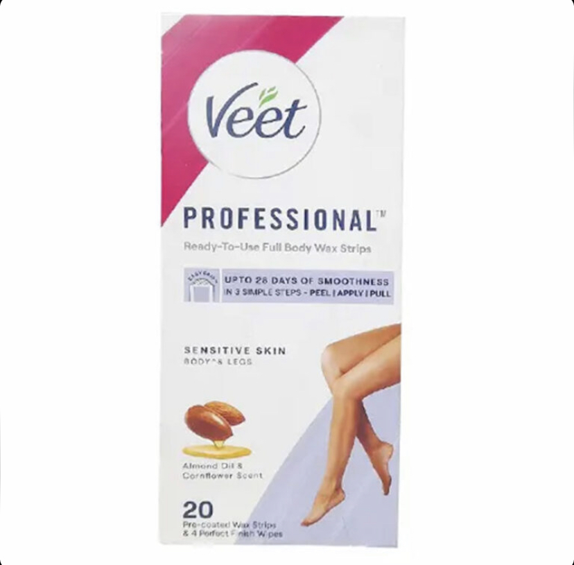 چسب موبر ویت روغن بادام و گل گندم  Veet مناسب پوست حساس بسته 20 عددی