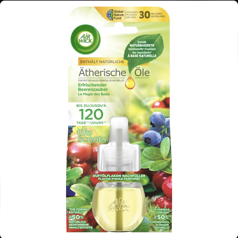 یدک دستگاه خوشبو کننده برقی ایرویک Air wick رایحه بلوبری و کرن بری ماندگاری 120 روزه