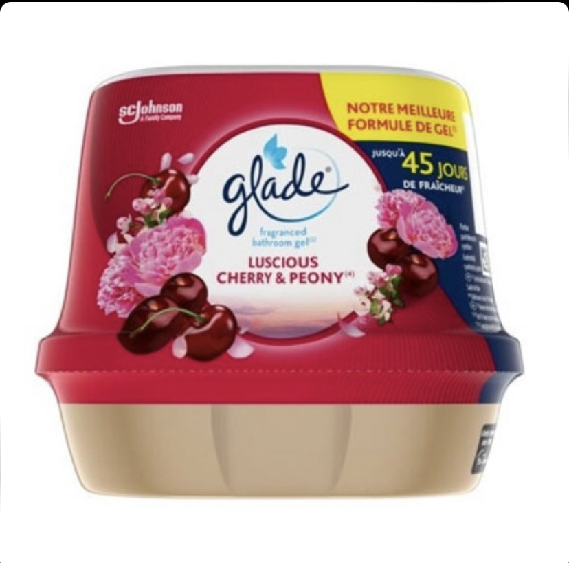 ژل خوشبو کننده هوا گلید Glade LUSCIOUS CHERRY AND PEONY رایحه گیلاس حجم 180 گرم