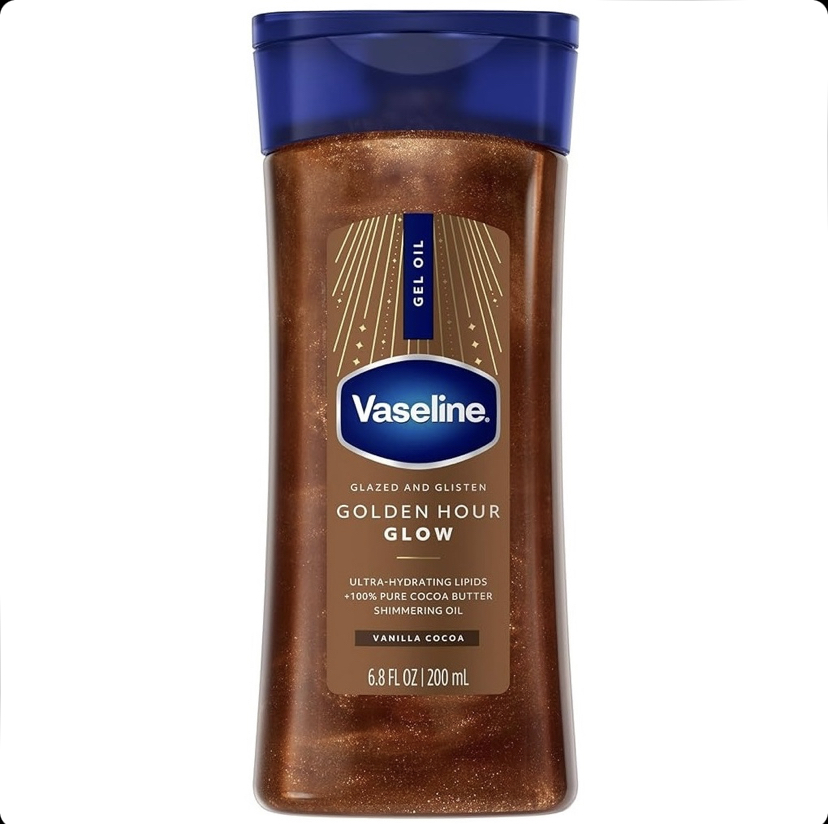 روغن بدن شاین دار وازلین Vaseline Golden Hour Glow رنگ طلایی خیلی تیره براق حجم 200 میل