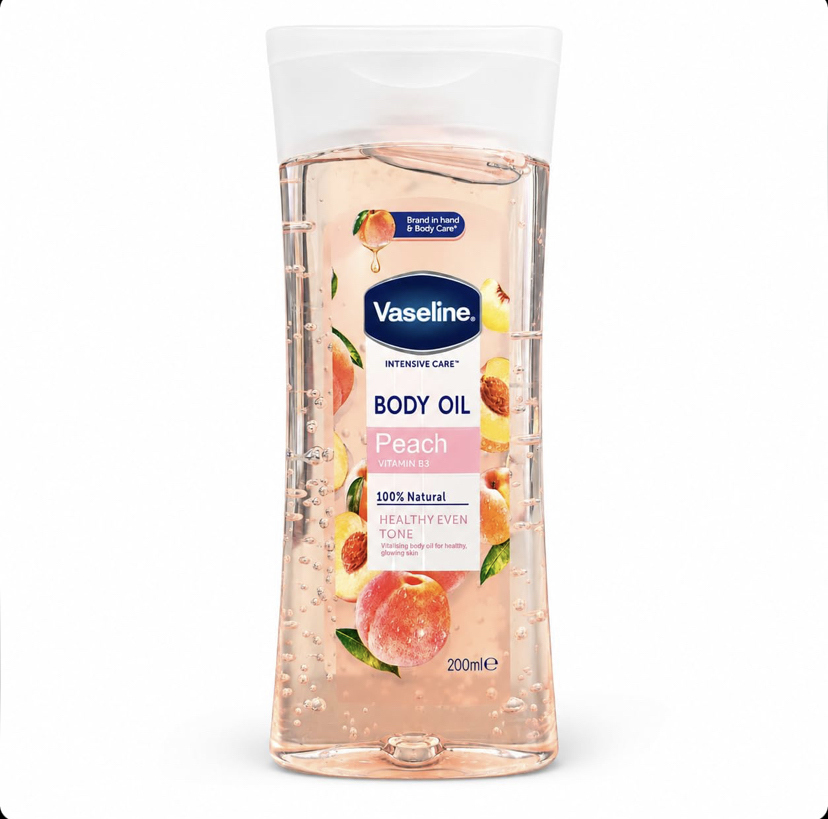 روغن بدن وازلین Vaseline Intensive Care با عصاره هلو و ویتامین B3 حجم 200 میل