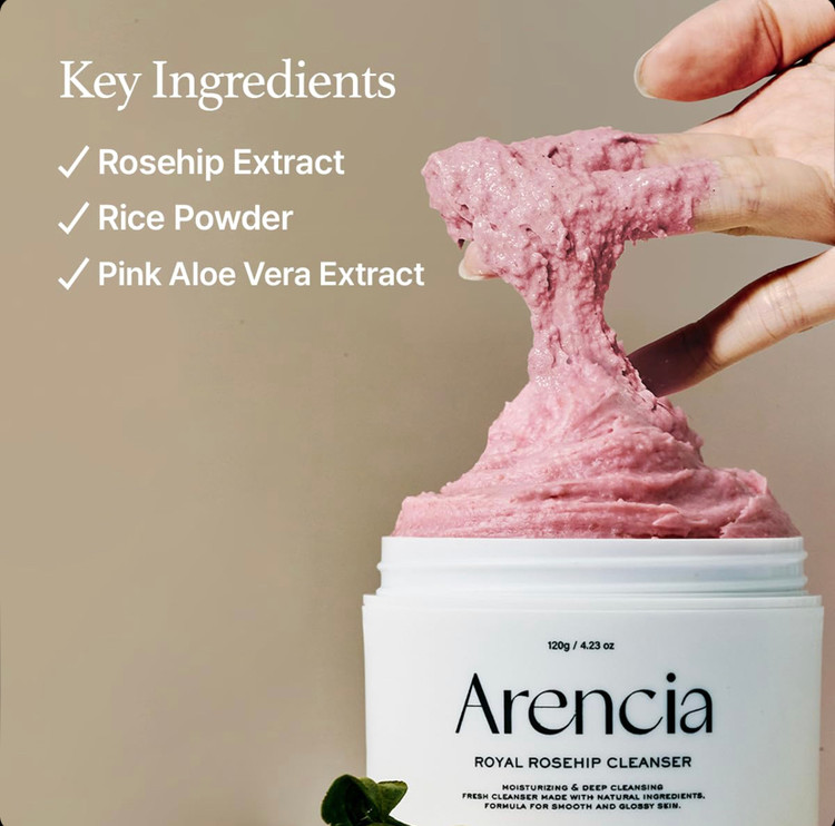 شوینده صورت رز هیپ و برنج موچی آرنسیا Arencia حجم ۱۲۰ گرم