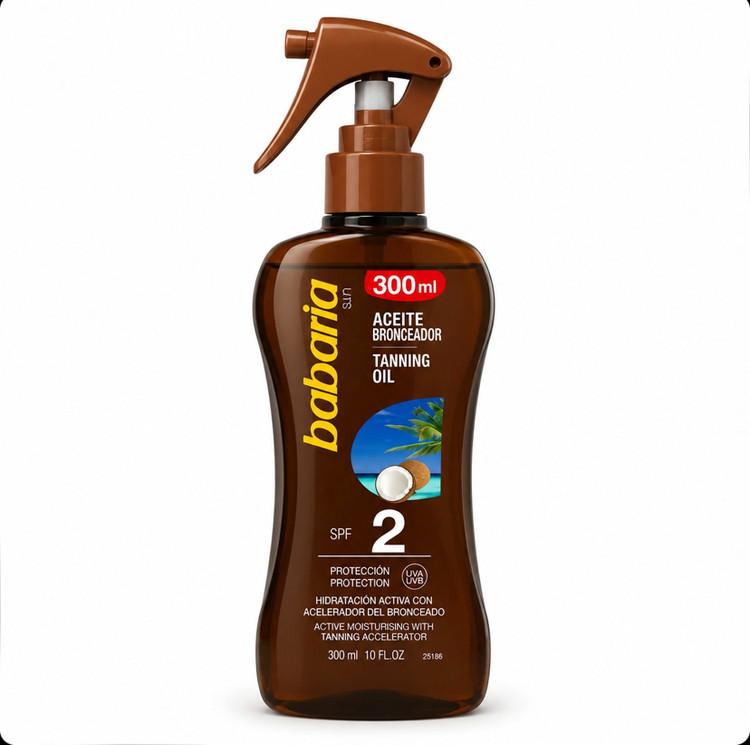 اسپری برنزه کننده نارگیل باباریا Babaria SPF 2 Coconut حجم 300 میل