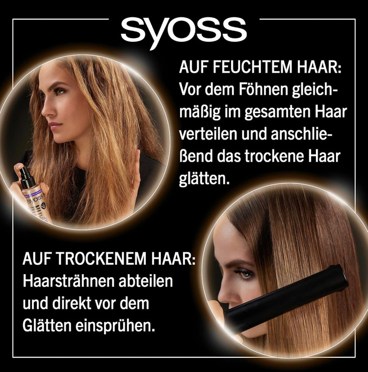 اسپری دوفاز محافظ حرارت و حالتدهنده مو سایوس syoss Keratin heat حجم ۲۰۰ میل