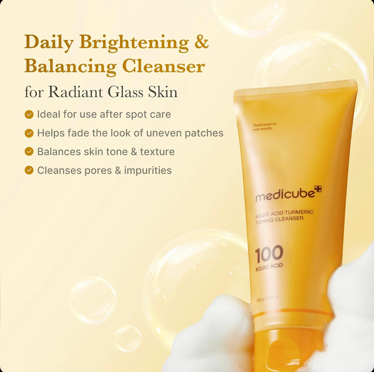 فوم شوینده کوجیک اسید و زردچوبه مدی کیوب Medicube Kojic Acid Turmeric Toning حجم 120 گرم
