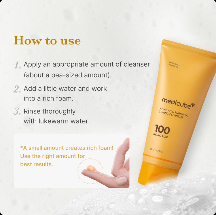 فوم شوینده کوجیک اسید و زردچوبه مدی کیوب Medicube Kojic Acid Turmeric Toning حجم 120 گرم