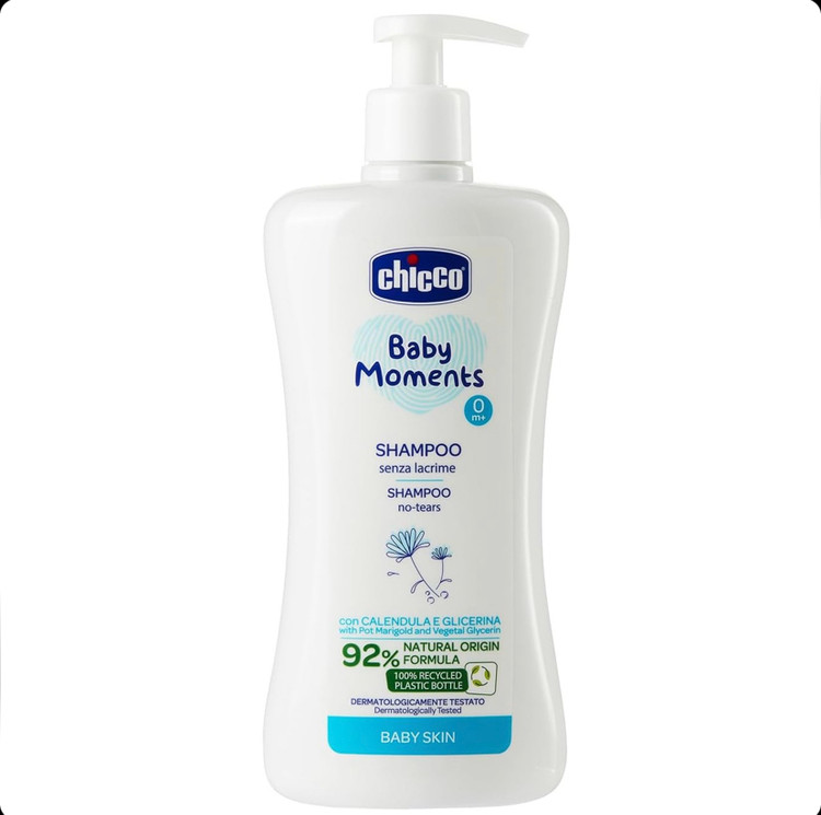 شامپو بچه بدون اشک و سوزش چشم چیکو chicco baby moments حاوی گل همیشه بهار حجم 500 میل