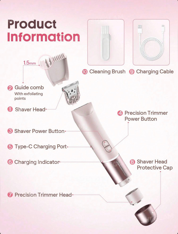 شیور دو کاره صورت بدن و بیکینی شیگلم SHEGLAM Dual-Head Electric Bikini Trimmer مناسب برای بانوان