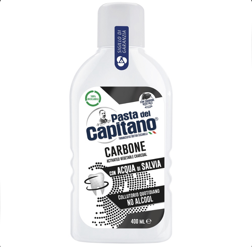 دهانشویه زغالی سفیدکننده و محافظ دندان پاستا دل کاپیتانو Pasta del Capitano Protezione حجم 400 میل