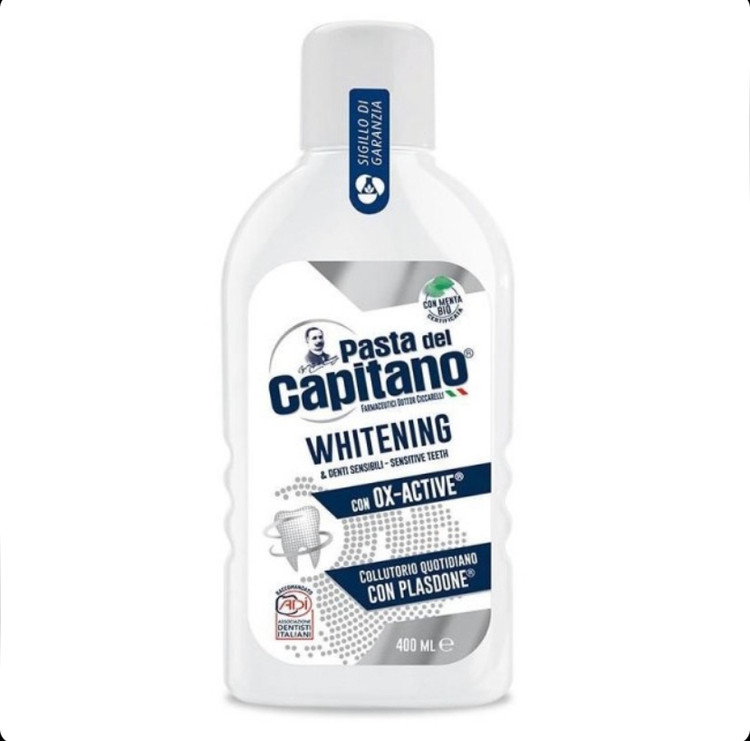 دهانشویه سفیدکننده پاستا دل کاپیتانو Pasta del Capitano Whitening مناسب دندانهای حساس حجم 400 میل