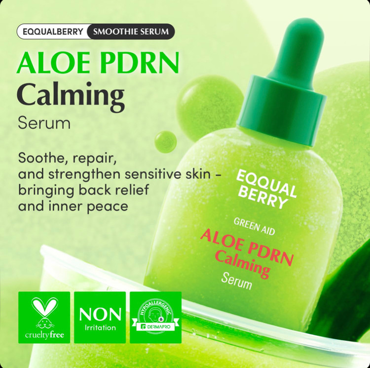 سرم جوانساز و ترمیم کننده و تسکین دهنده قوی پوست اکوال بری EQQUALBERRY Aloe PDRN Calming Serum حجم 30 میل