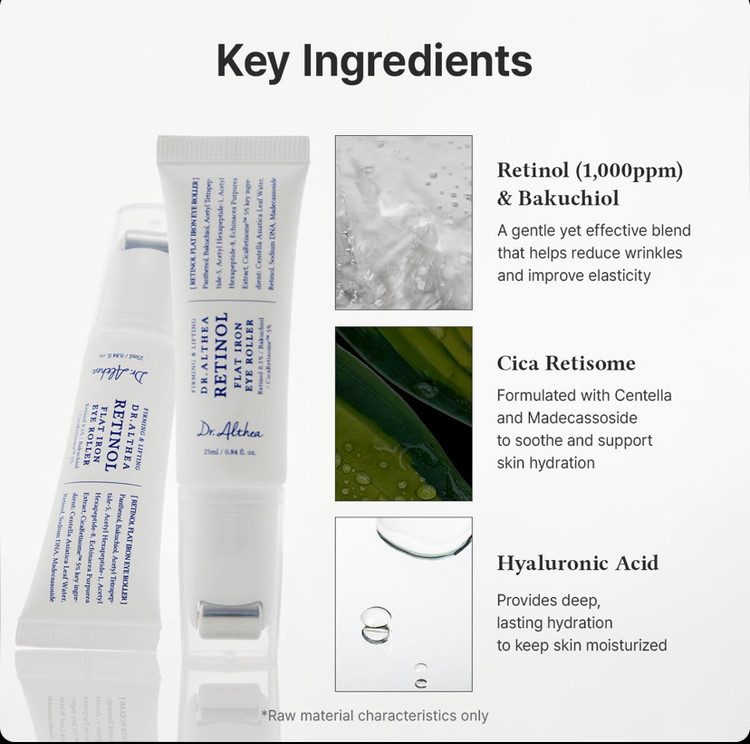 کرم دور چشم رولی حاوی رتینول ضدچروک دکتر آلتیا Dr.Althea Retinol Flat Iron Eye Roller حجم 25 میل