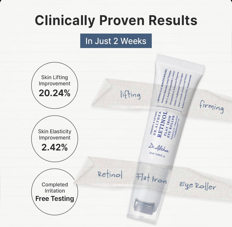 کرم دور چشم رولی حاوی رتینول ضدچروک دکتر آلتیا Dr.Althea Retinol Flat Iron Eye Roller حجم 25 میل