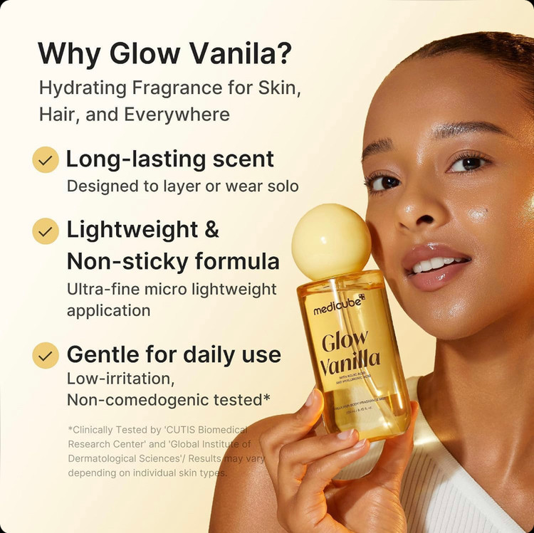 اسپری میست خوشبوکننده مو و بدن وانیلی مدیکوب Medicube Glow Vanilla Hair & Body Fragrance Mist حجم 250 میل
