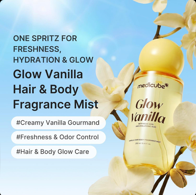 اسپری میست خوشبوکننده مو و بدن وانیلی مدیکوب Medicube Glow Vanilla Hair & Body Fragrance Mist حجم 250 میل