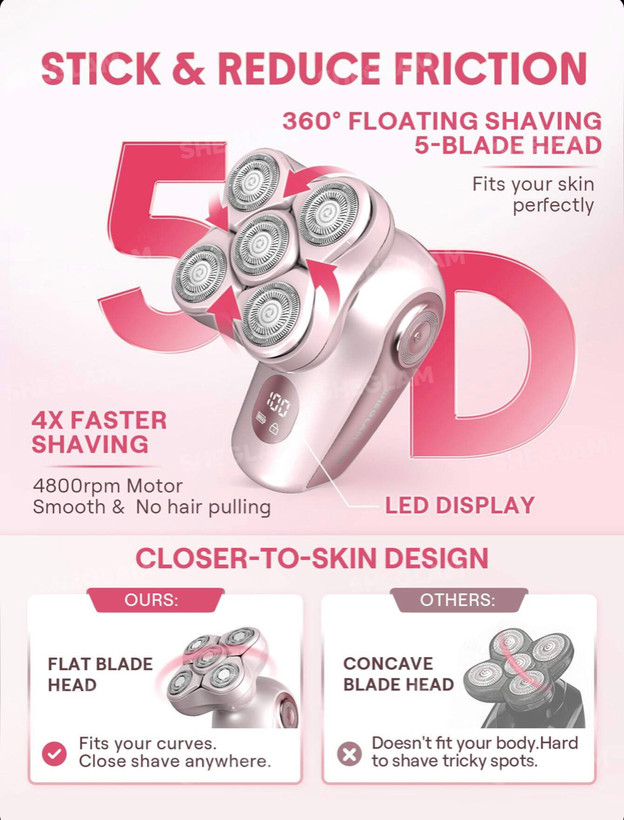 شیور برقی ۵ بعدی چند کاره ضد آب شیگلم SHEGLAM Smooth Moves 5D Flash Electric Shaver