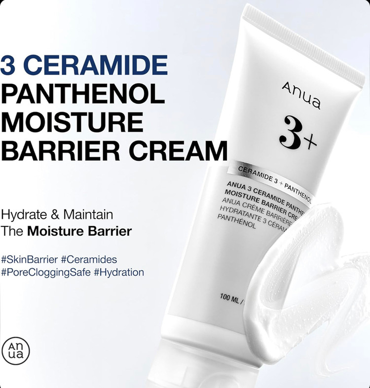 کرم مرطوبکننده و تقویتکننده سد دفاعی پوست ۳+ سرامید و پانتنول آنوا anua 3+ ceramide panthenol حجم 100 میل