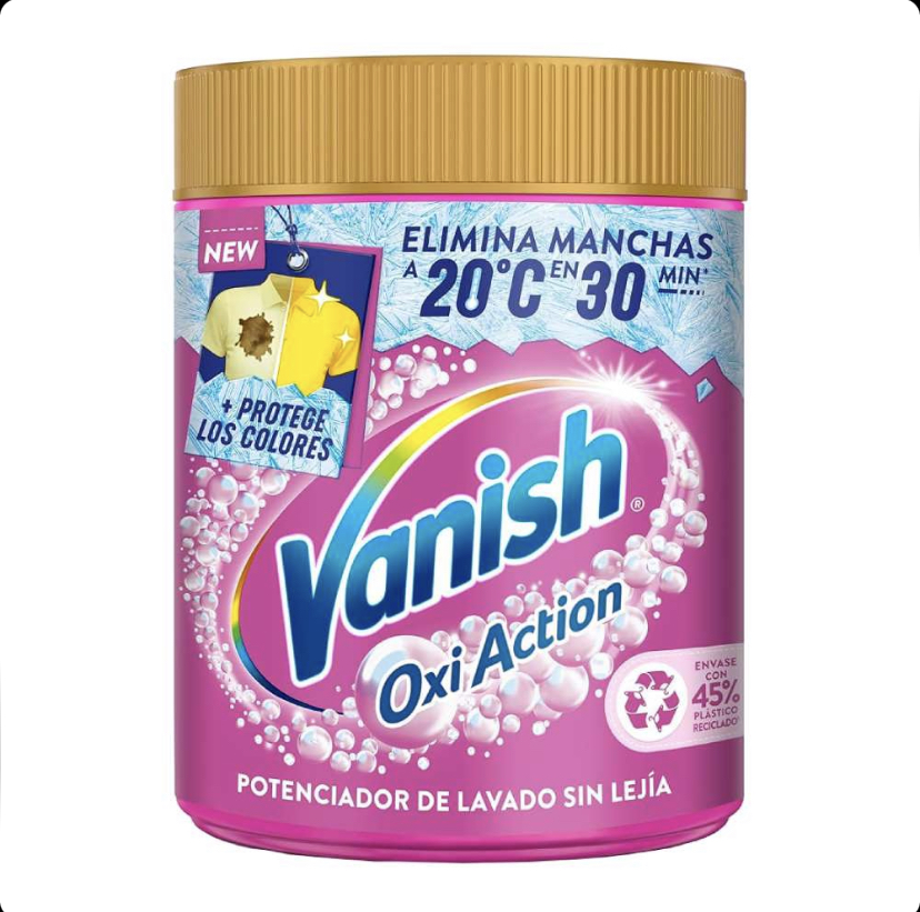 پودر لکه بر لباس ونیش Vanish Oxi Action بهبود دهنده رنگ لباس وزن ۹۰۰ گرم اروپا
