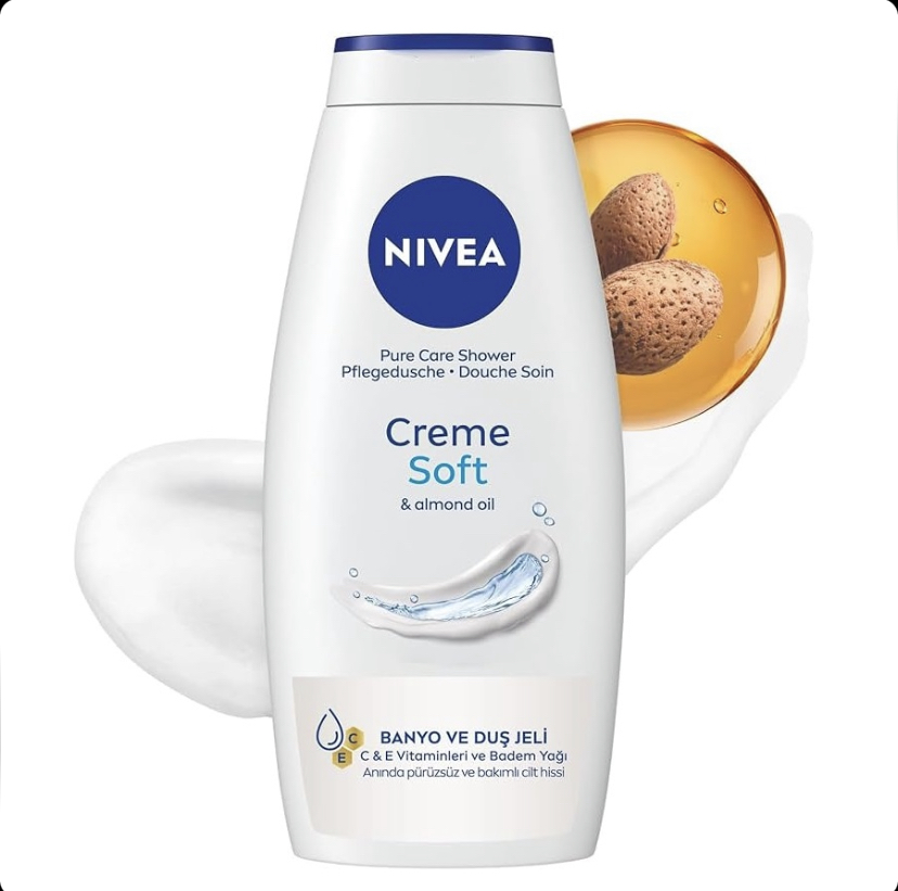 شامپو بدن کرمی و مرطوب‌کننده نیوآ NIVEA Creme Soft حاوی روغن بادام حجم 750 میل
