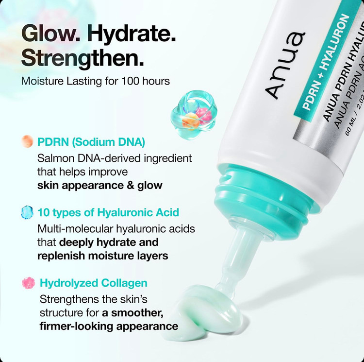 کرم مرطوبکننده و آبرسان PDRN آنوا Anua PDRN Hyaluronic Acid 100 حاوی 10 نوع هیالورونیک اسید حجم 60 میل