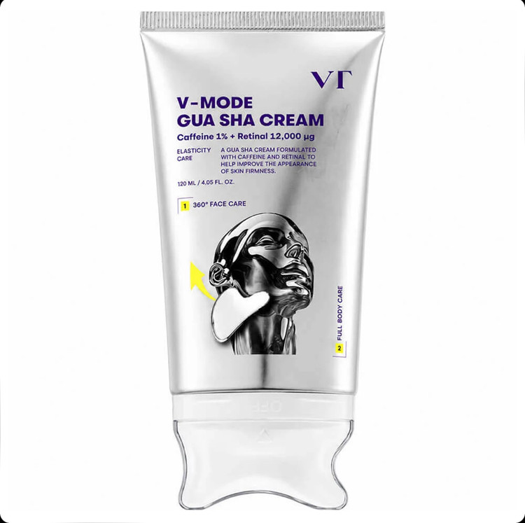 کرم گواشا سفتکننده و فرمدهنده صورت و بدن وی تی VT V-MODE حاوی کافئین، رتینال، 9 نوع پپتید و 7 نوع کلاژن حجم 120 میل