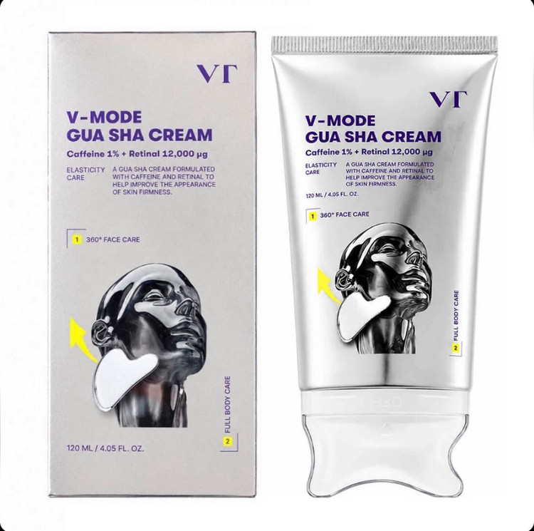 کرم گواشا سفتکننده و فرمدهنده صورت و بدن وی تی VT V-MODE حاوی کافئین، رتینال، 9 نوع پپتید و 7 نوع کلاژن حجم 120 میل