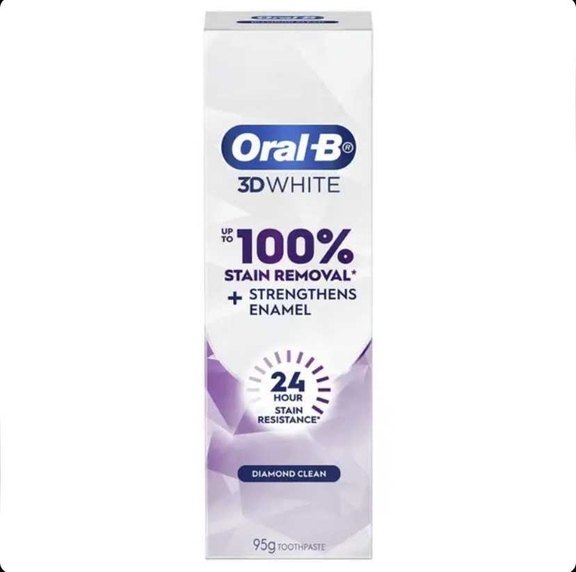 خمیردندان سفیدکننده و تقویت‌کننده مینای دندان اورال بی Oral-B 3D White Diamond Clean حجم 95 گرم