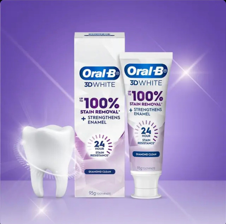 خمیردندان سفیدکننده و تقویتکننده مینای دندان اورال بی Oral-B 3D White Diamond Clean حجم 95 گرم