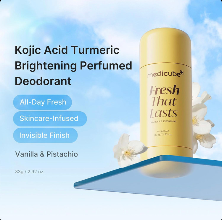 دئودورانت استیکی ضدتعریق و روشنکننده زیر بغل مدیکیوب Medicube Fresh That Lasts Vanilla & Pistachio حاوی کوجیک اسید و نیاسینامید وزن 83 گرم