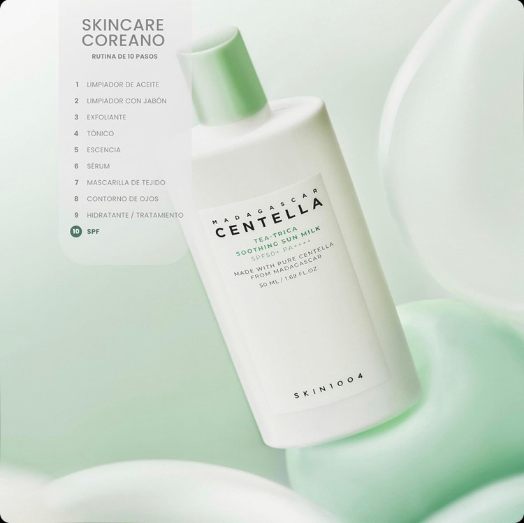 ضدآفتاب تسکیندهنده و کنترلکننده چربی پوست اسکین 1004 SKIN1004 Centella Tea-Trica Soothing Sun Milk SPF50+ حجم 50 میل