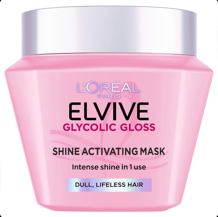 ماسک مو براقکننده و صافکننده لورآل LOreal Paris Elvive Glycolic Gloss حاوی 13٪ کمپلکس گلیکولیک گلاس حجم 300 میل