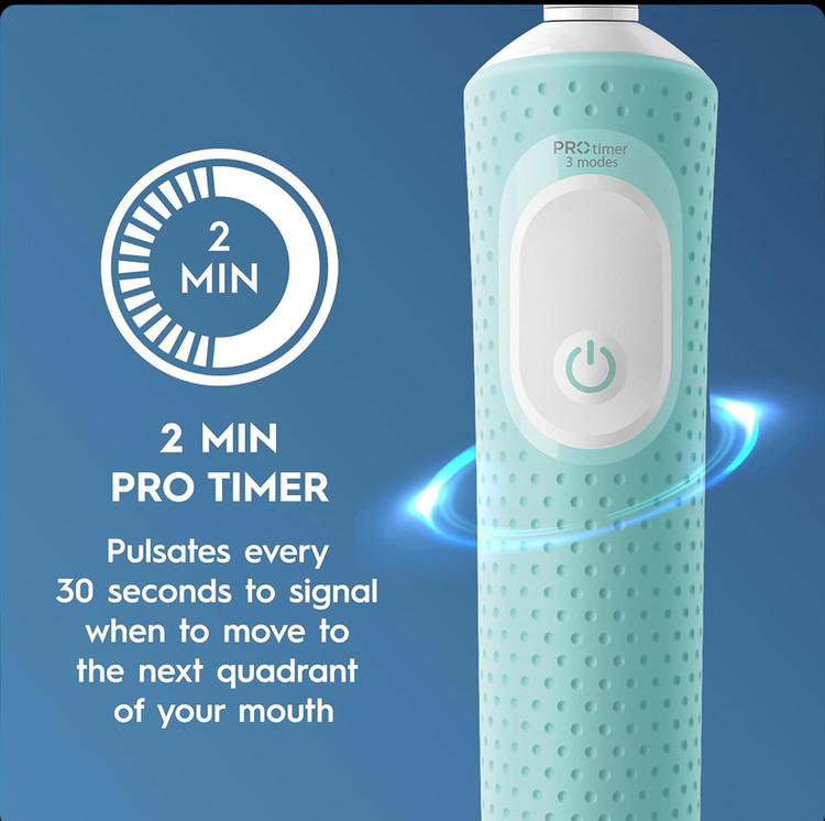 مسواک برقی اورال بی Oral-B Vitality Pro Mint Green به همراه ۲ یدک اضافه با 3 حالت مسواکزدن و تایمر 2 دقیقهای رنگ سبز