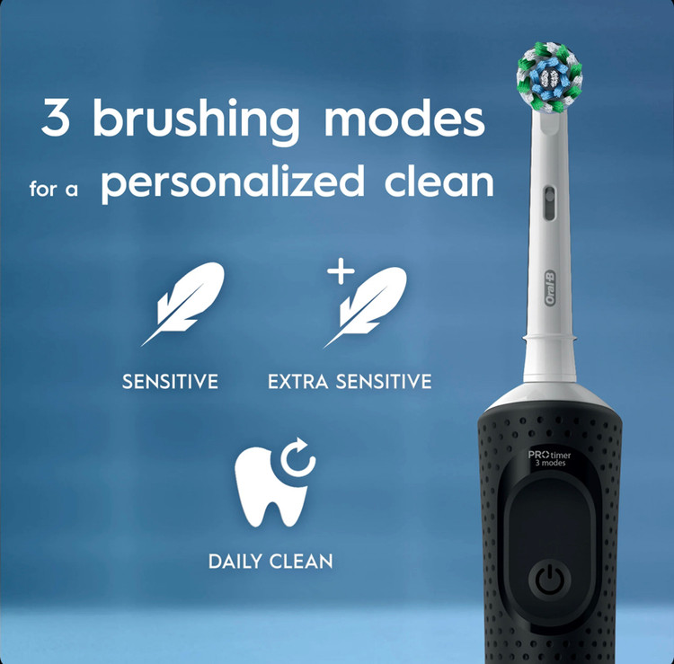 مسواک برقی اورال بی Oral-B Vitality Pro Black به همراه ۲ یدک اضافه با 3 حالت مسواکزدن و تایمر 2 دقیقهای رنگ مشکی