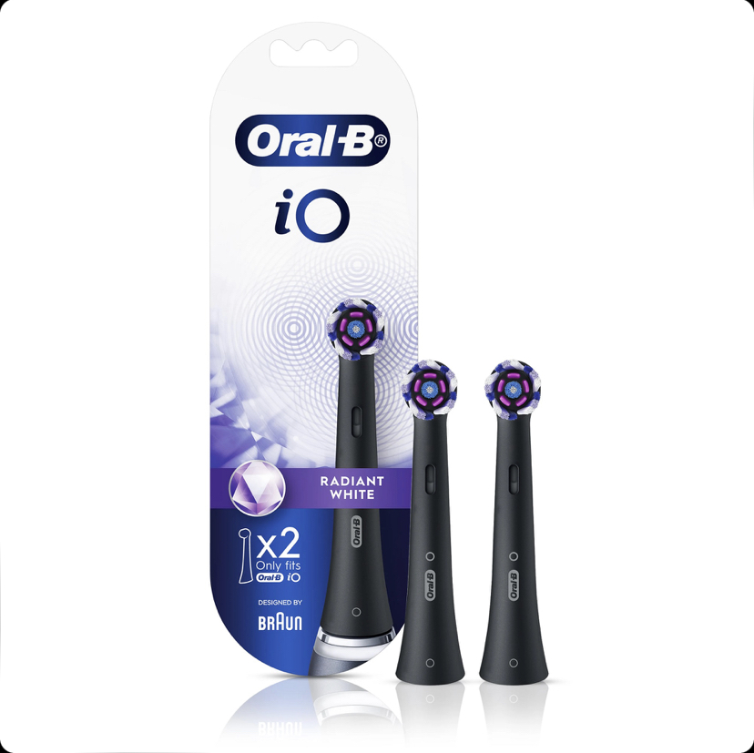 سری یدک مسواک برقی اورال بی Oral-B iO Radiant Whiteکمک به حذف لکه‌های سطحی دندان رنگ مشکی بسته 2 عددی