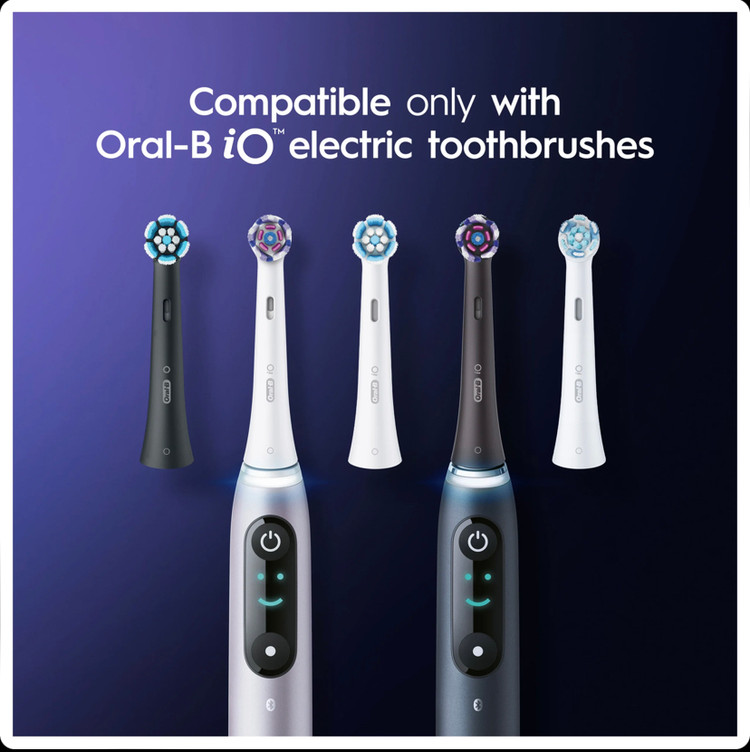 سری یدک مسواک برقی اورال بی Oral-B iO Radiant Whiteکمک به حذف لکههای سطحی دندان رنگ مشکی بسته 2 عددی