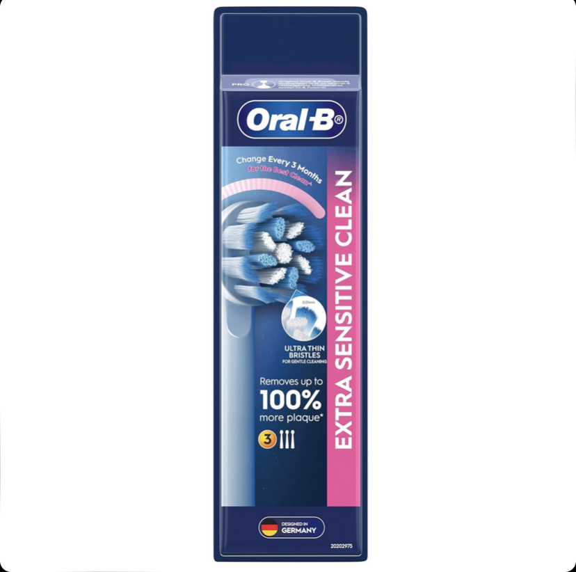 سری یدک مسواک برقی اورال-بی Oral-B Extra Sensitive Clean مناسب دندان و لثه حساس بسته 3 عددی