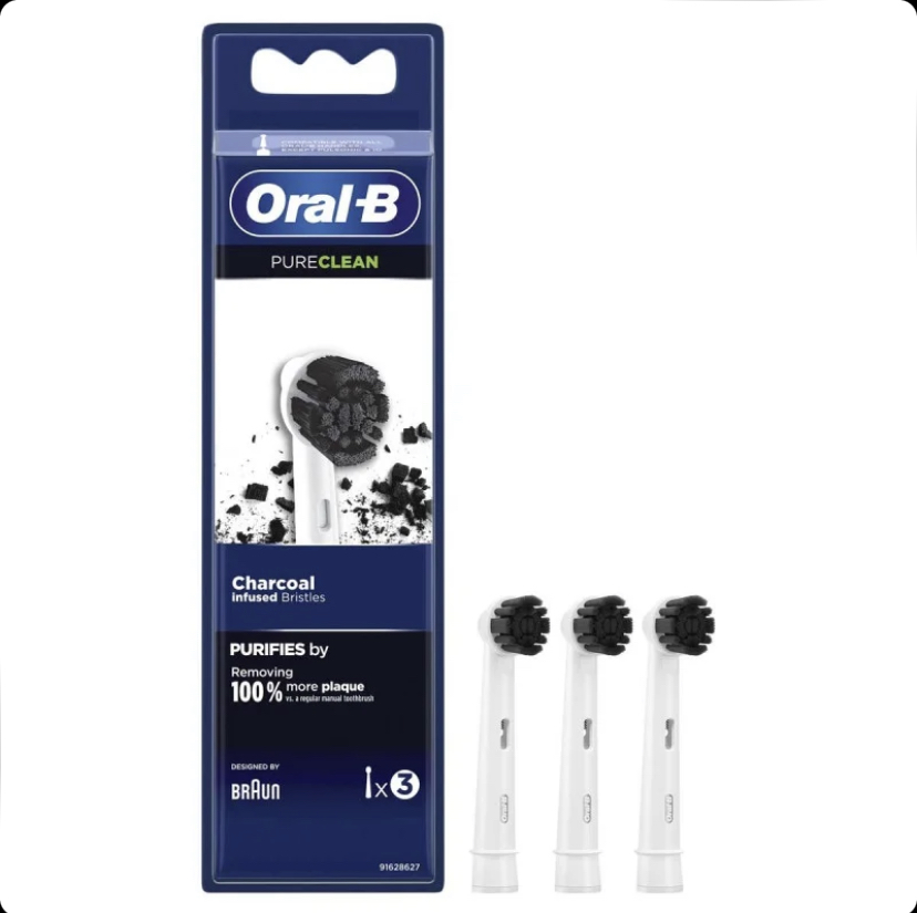 سری یدک مسواک برقی اورال بی Oral-B PureClean X3 Charcoal مناسب دندان و لثه حساس بسته 3 عددی
