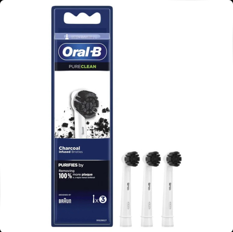 سری یدک مسواک برقی اورال بی Oral-B PureClean X3 Charcoal مناسب دندان و لثه حساس بسته 3 عددی