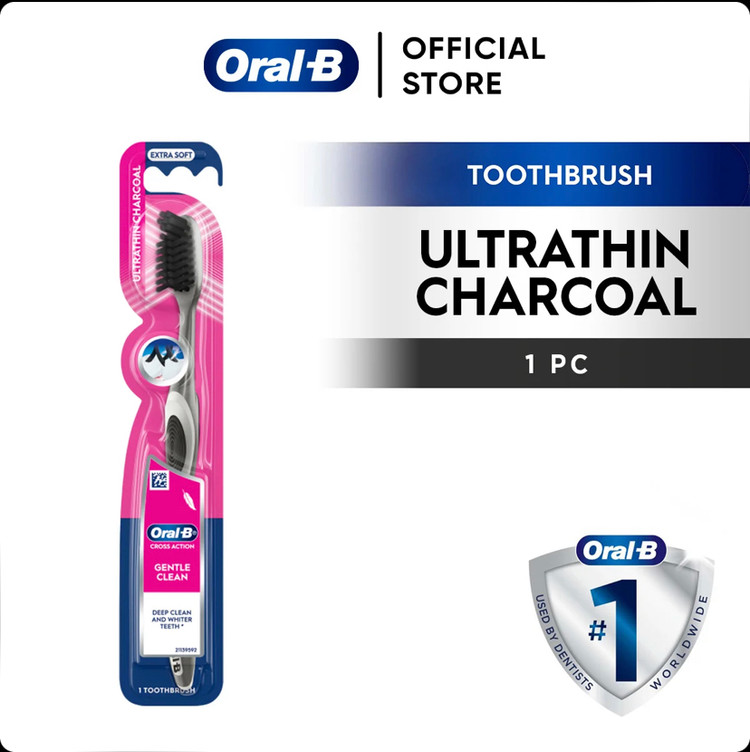 مسواک نرم و فوقباریک اورال-بی Oral-B Cross Action Gentle Clean Ultrathin Charcoal با برس Extra Soft