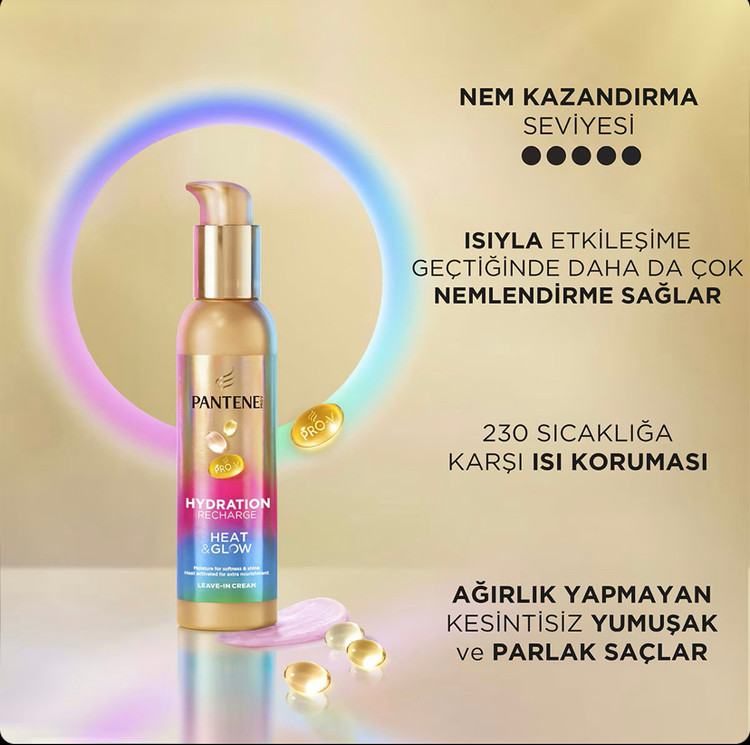 کرم مو آبرسان و محافظ حرارت بدون نیاز به آبکشی پنتن Pantene Moisture Loading Heat & Glow حجم 135 میل