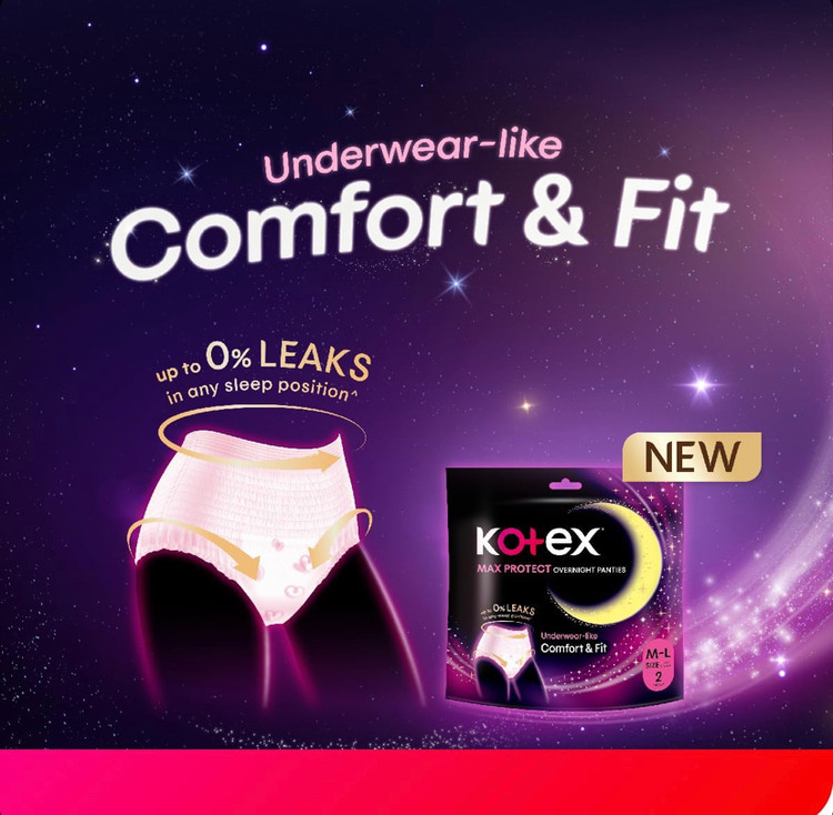 نوار بهداشتی شورتی یکبار مصرف شبانه کوتکس Kotex سایز S-M بسته 2 عددی