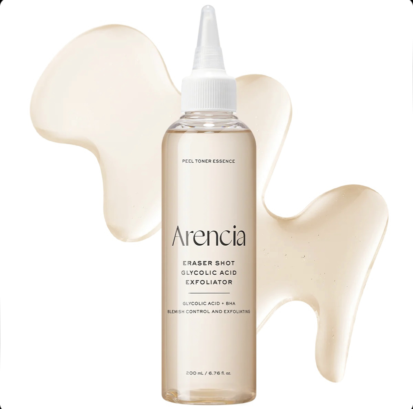 تونر لایه‌بردار و پاکسازی‌کننده آرنسیا Arencia Eraser Shot Glycolic Acid Exfoliator حاوی 10٪ گلیکولیک اسید، سالیسیلیک اسید و هیالورونیک اسید حجم 200 میل