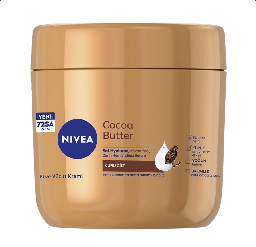 کرم مرطوب‌کننده دست و بدن نیوآ NIVEA Cocoa Butter حاوی کره کاکائو و ویتامین E حجم 400 میل