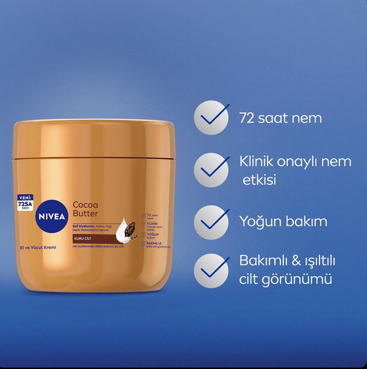 کرم مرطوبکننده دست و بدن نیوآ NIVEA Cocoa Butter حاوی کره کاکائو و ویتامین E حجم 400 میل