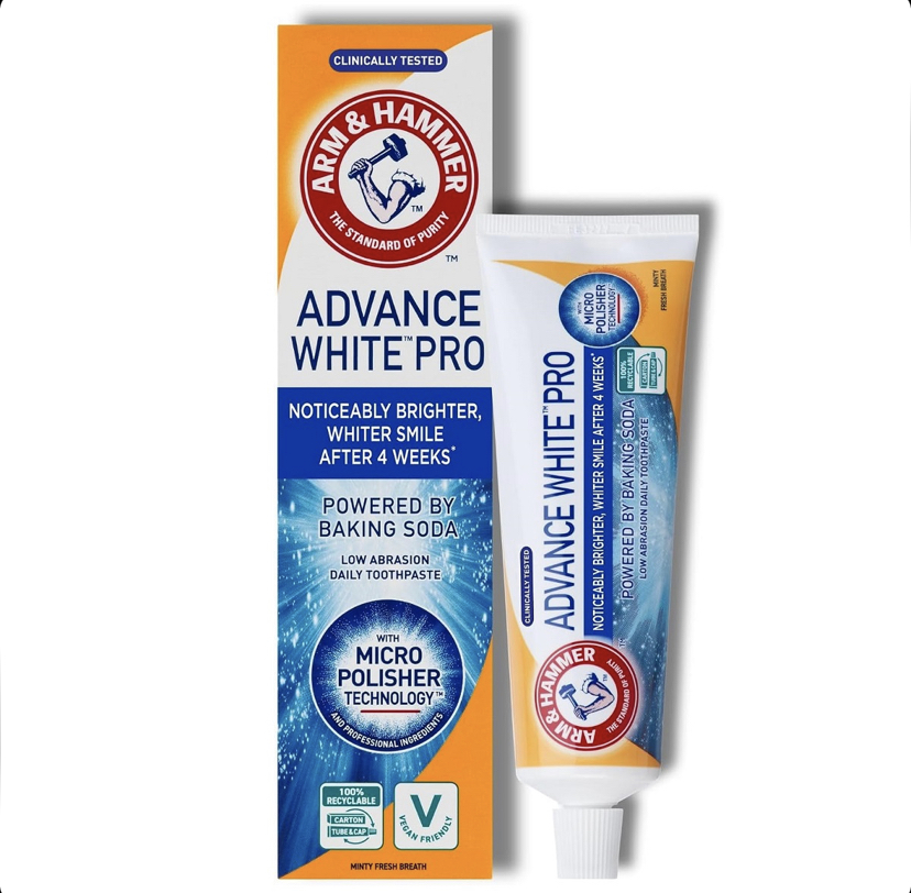 خمیر دندان سفید کننده و جرم‌گیر اَرم اند همر Arm & Hammer Advance White Pro حجم 75 میل