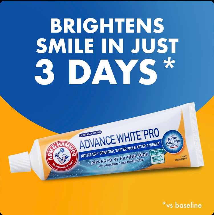 خمیر دندان سفید کننده و جرمگیر اَرم اند همر Arm & Hammer Advance White Pro حجم 75 میل